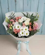 Букет цветов из:  Розы, Лизиантусы и Хризантемы в Бурлацком