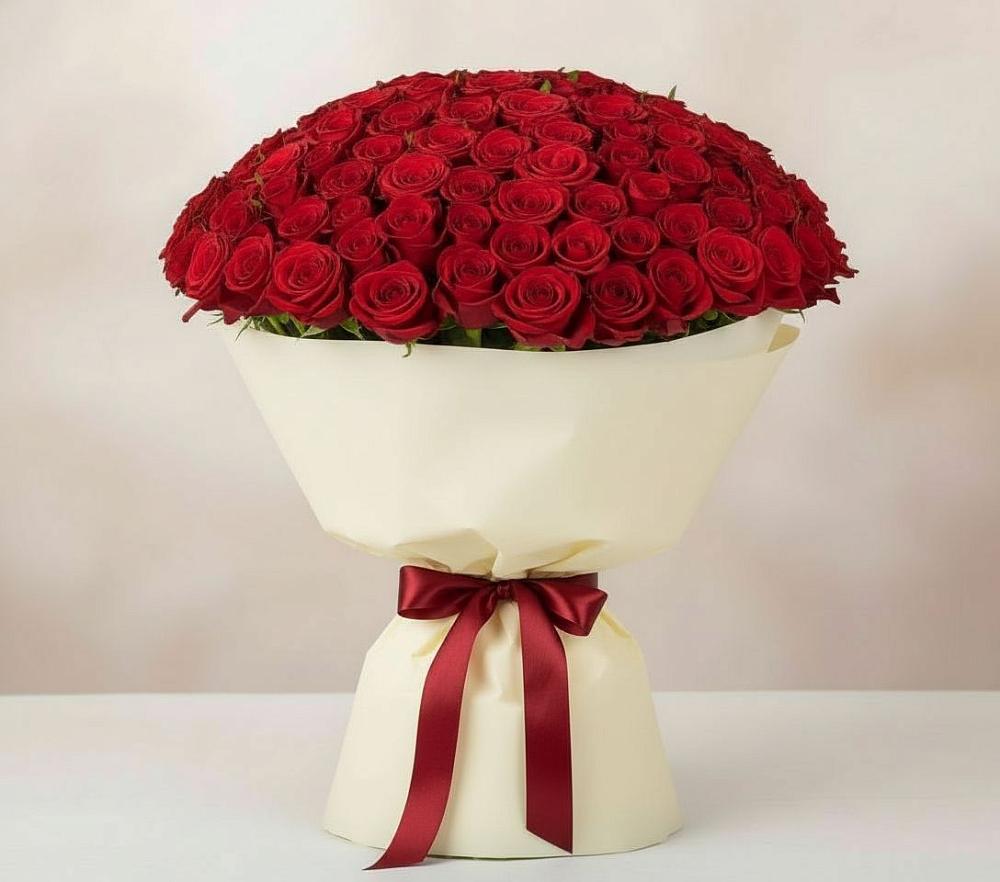 Букет 101 Красная роза Милано в Бурлацком