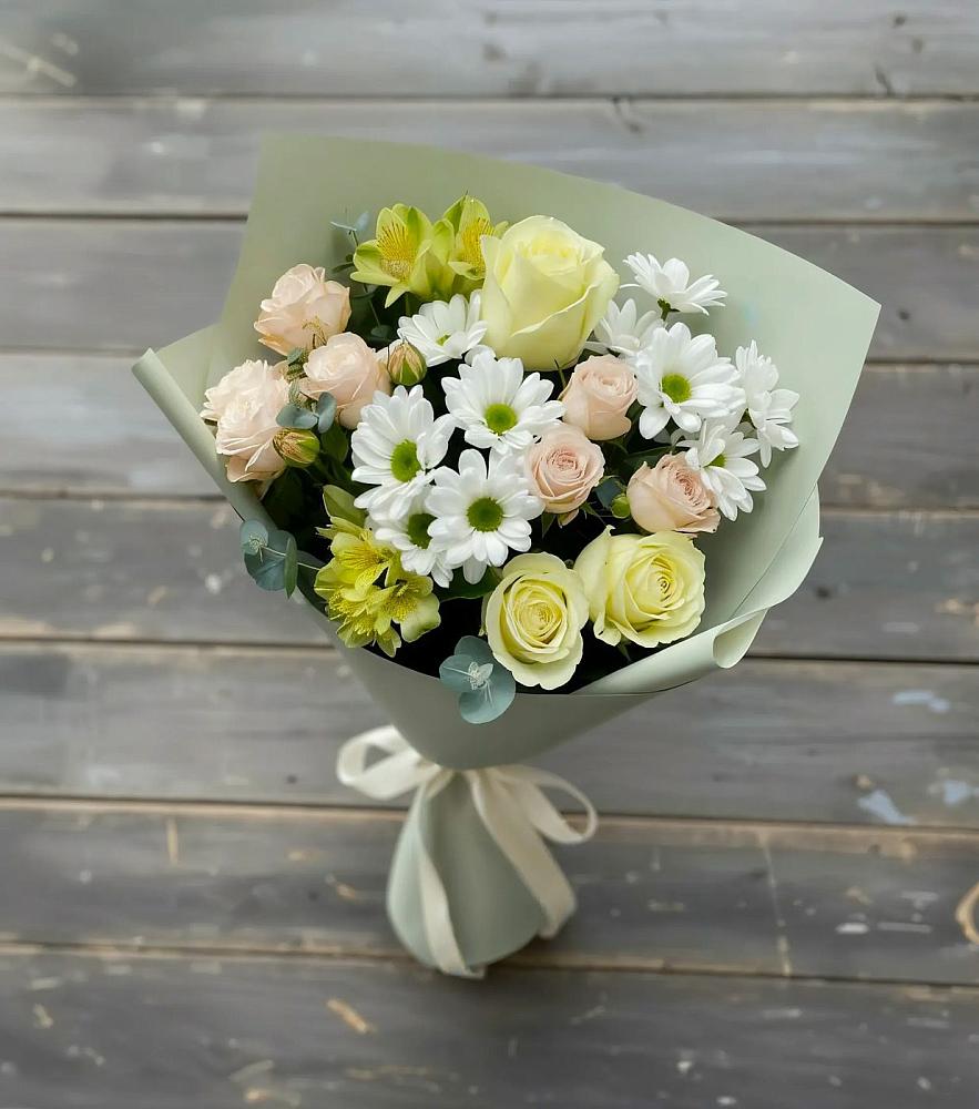 Букет цветов из: Альстромерии, Розы и Хризантемы в Бурлацком
