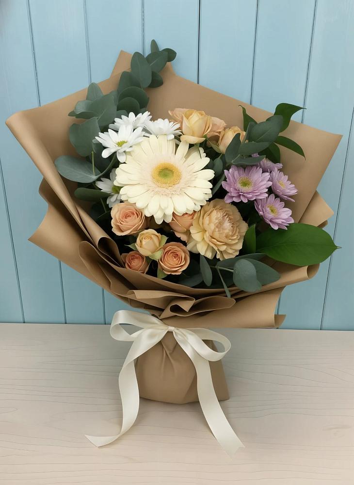 Букет цветов из: Герберы и Хризантемы в Бурлацком