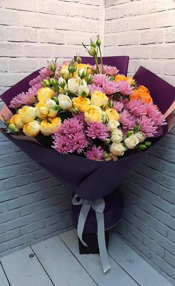 Букет цветов из: Хризантемы и Розы в Бурлацком
