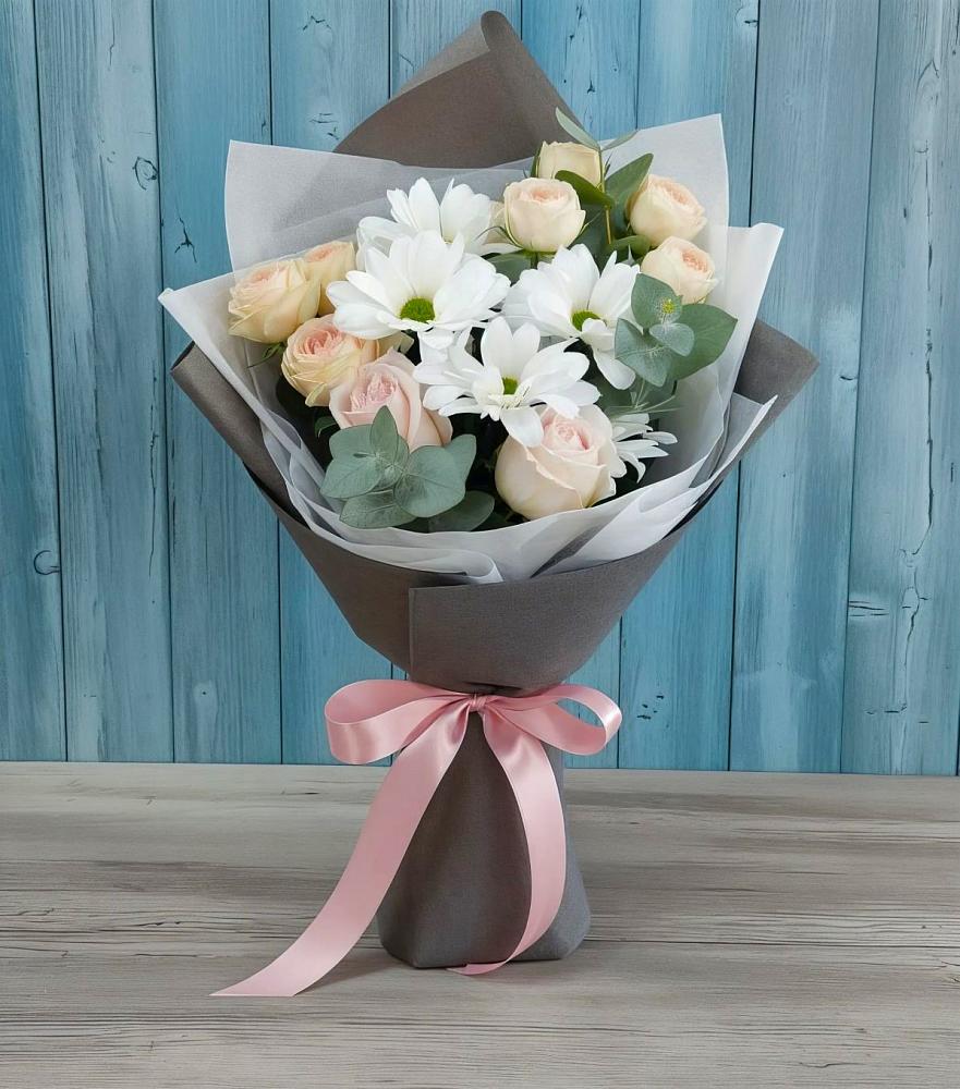 Букет цветов из: Хризантемы и Розы в Бурлацком