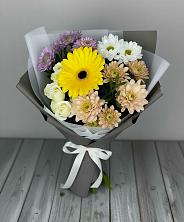 Букет цветов из:  Розы, Герберы и Хризантемы в Бурлацком