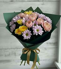 Букет цветов из:  Хризантемы и Розы в Бурлацком