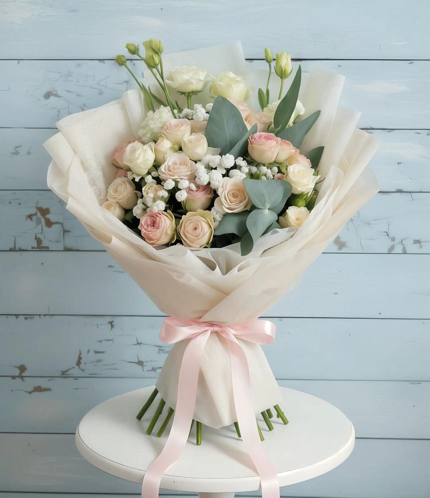 Букет цветов из: Розы и Лизиантусы в Бурлацком