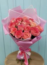 Букет 15 Розовых роз Равель в Бурлацком